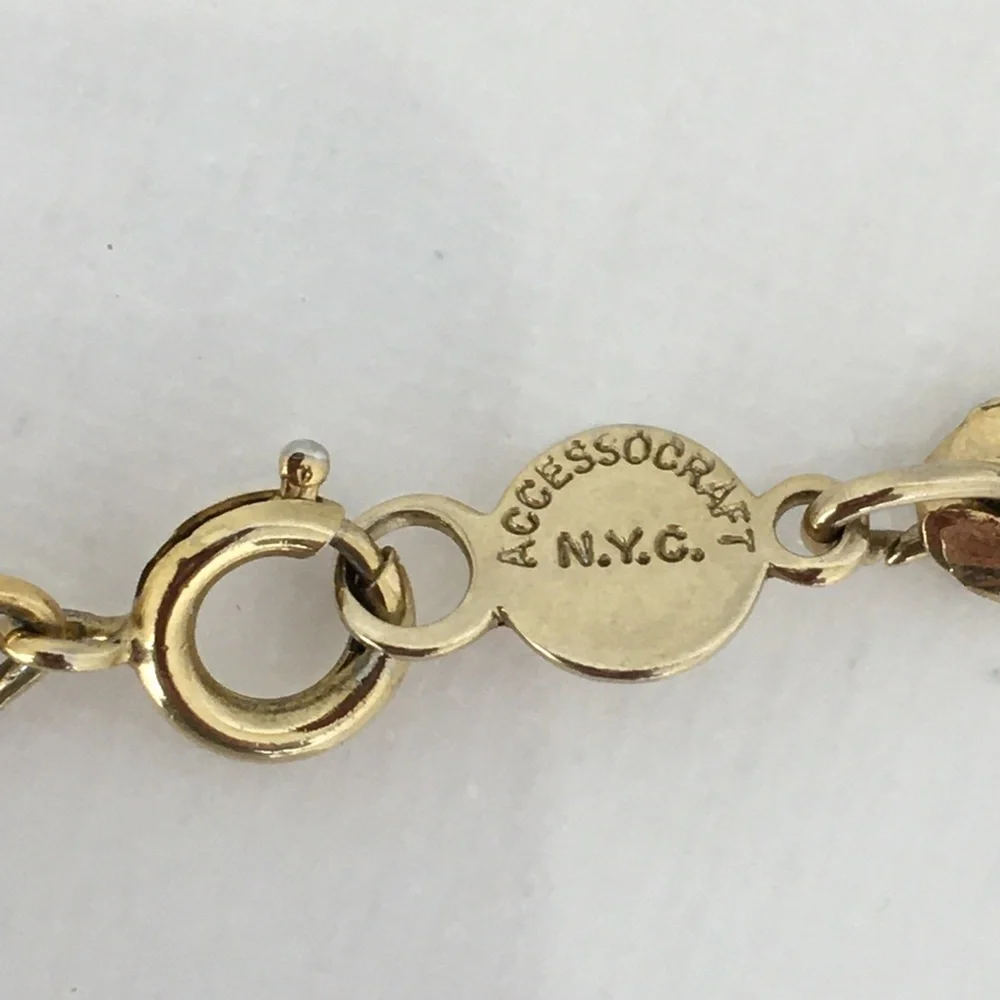 Vintage Chunky Long Gold Tone Chain Necklace by Accessocraft New York City